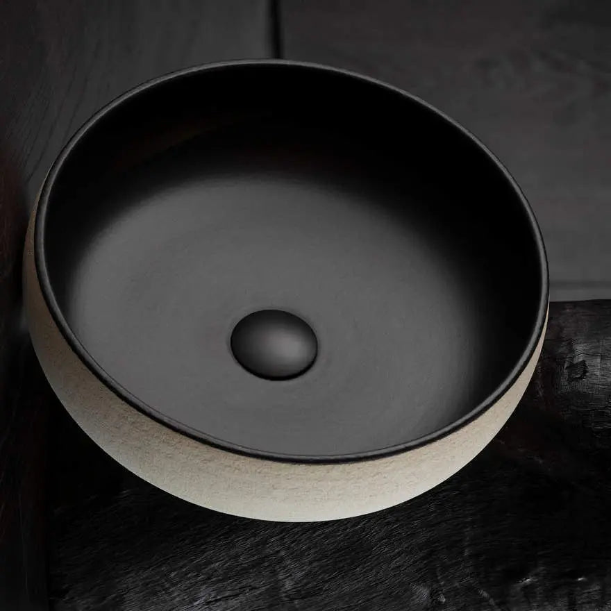 Terzofoco Light Earth and Matte Black Curved Counter Top Basin Oliveri