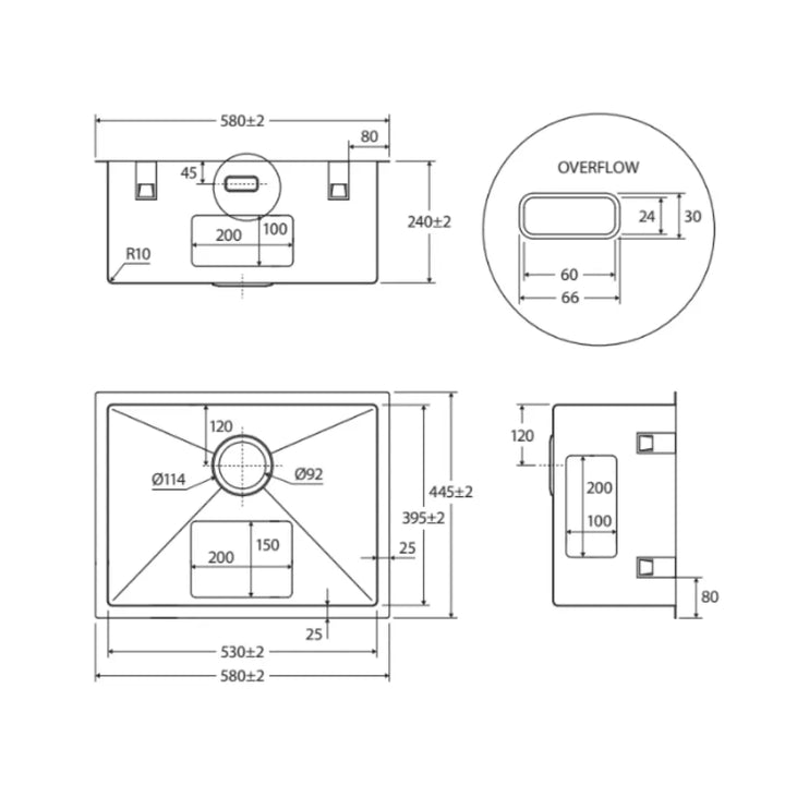 Hana 50L Laundry Sink with Overflow Fienza