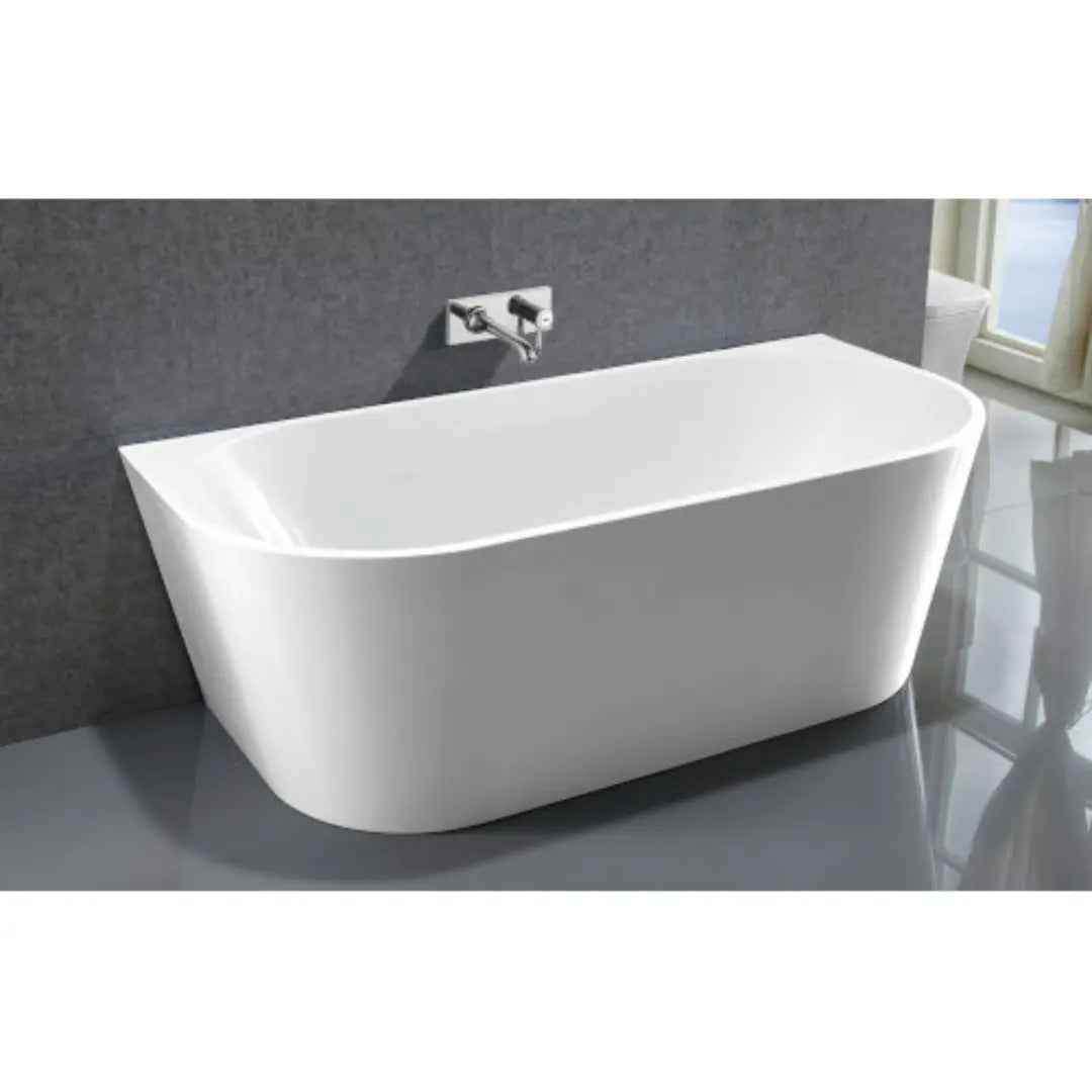 Cirna 1500 / 1700mm ACRYLIC BACK-TO-WALL FREESTANDING BATH with overflow - matte white Millennium