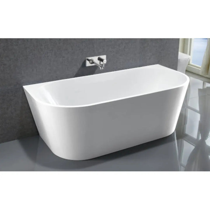 Cirna 1500 / 1700mm ACRYLIC BACK-TO-WALL FREESTANDING BATH with overflow - matte white Millennium