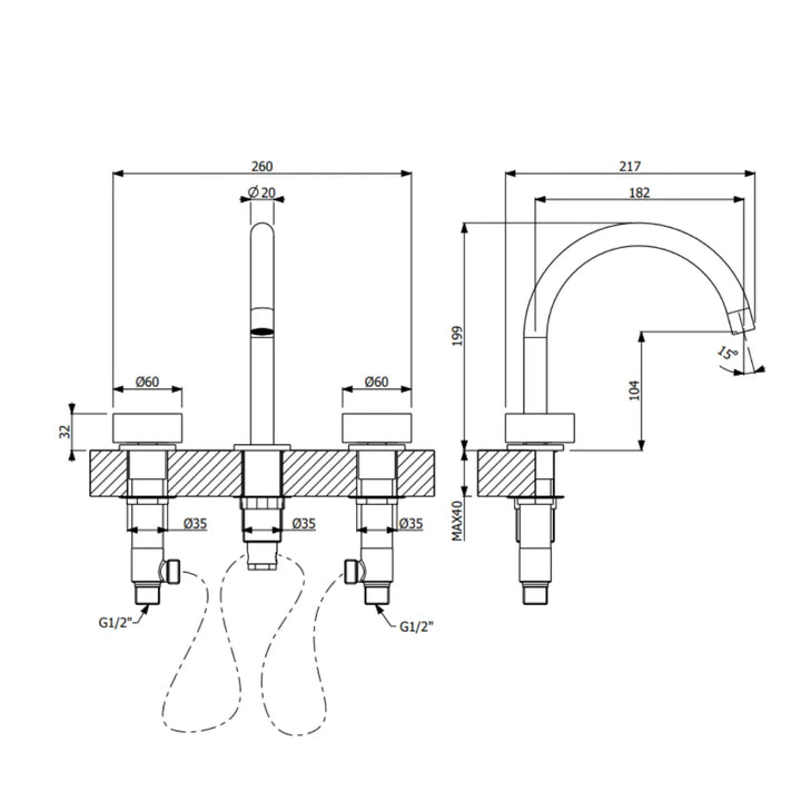 Piazza 3 Piece Basin Set  – Round Abey