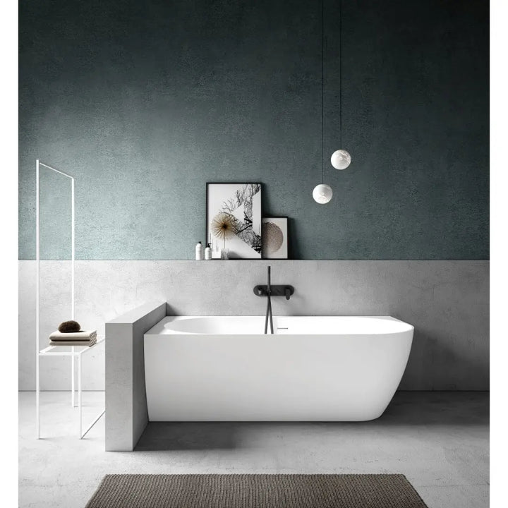 Eleni 1700mm Corner Back to Wall Stone Bath with overflow - left or right hand Kaskade Stone