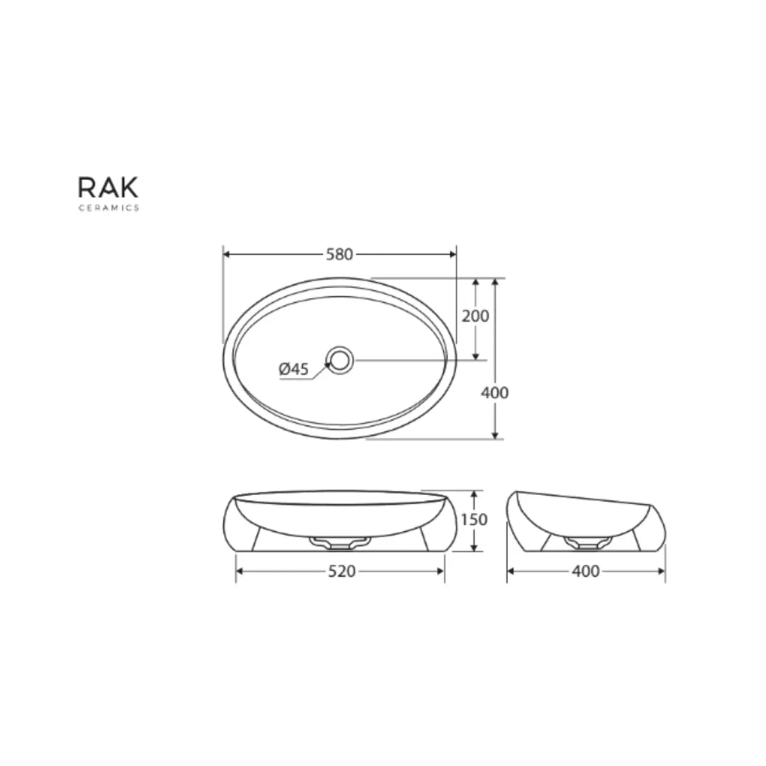 RAK Cloud Above Counter Basin - various finishes Fienza
