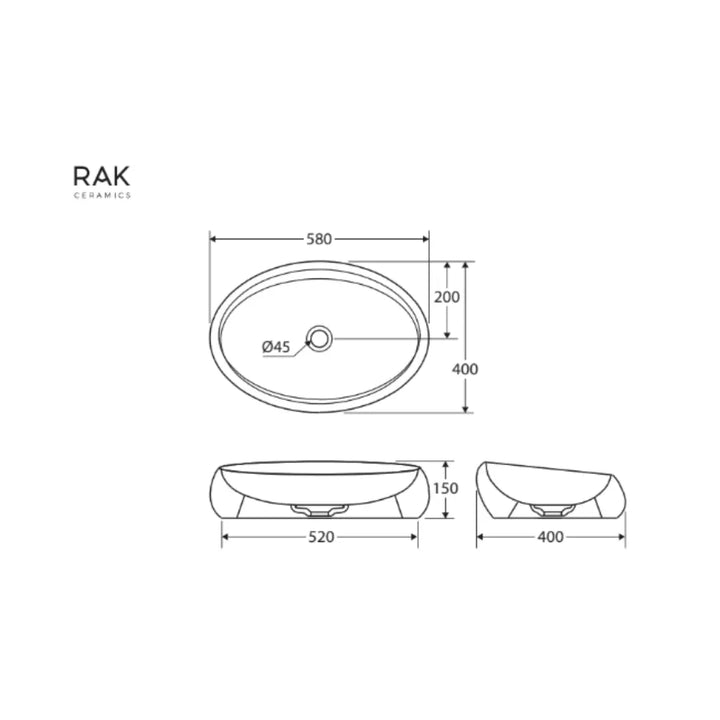 RAK Cloud Above Counter Basin - various finishes Fienza