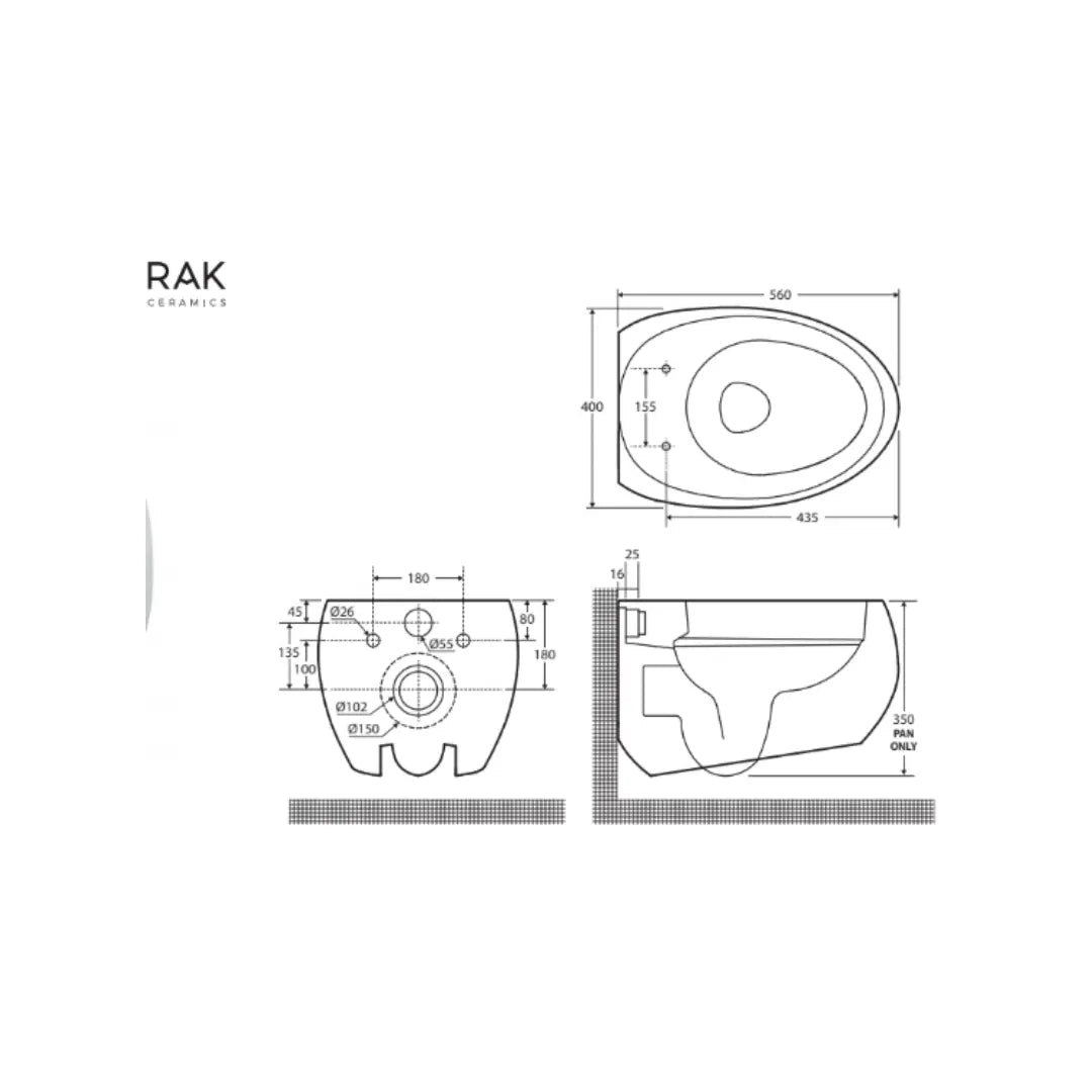 RAK Cloud Wall-Hung Toilet pan &amp; seat - various finishes Fienza