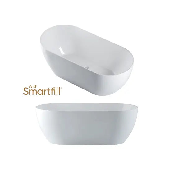 Arko 120 bath with Smartfill system - White Gloss Acrylic with overflow Seima