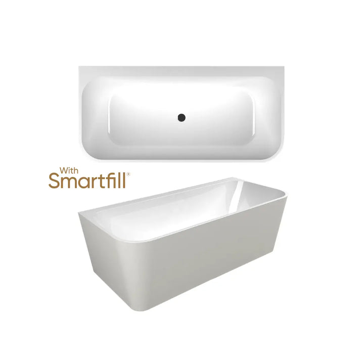 Plati 130 freestanding acrylic bath with Smartfill system &amp; overflow - Back to Wall bath Seima