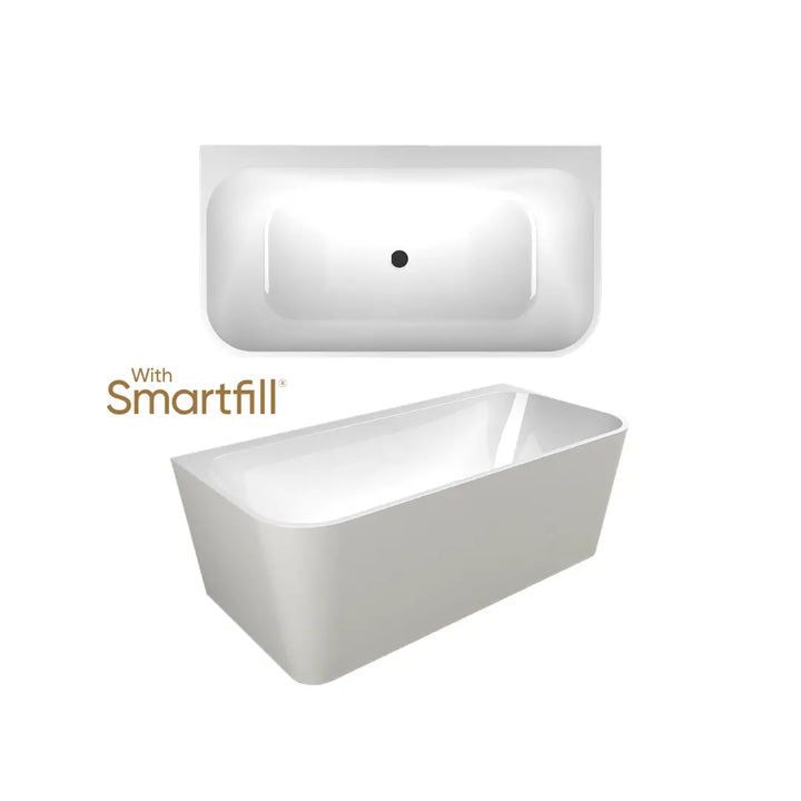 Plati 130 freestanding acrylic bath with Smartfill system &amp; overflow - Back to Wall bath Seima