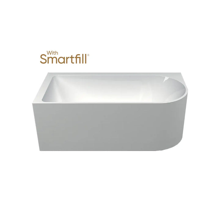 Plati 110 acrylic freestanding corner bath with Smartfill system and overflow - 1500 long Seima