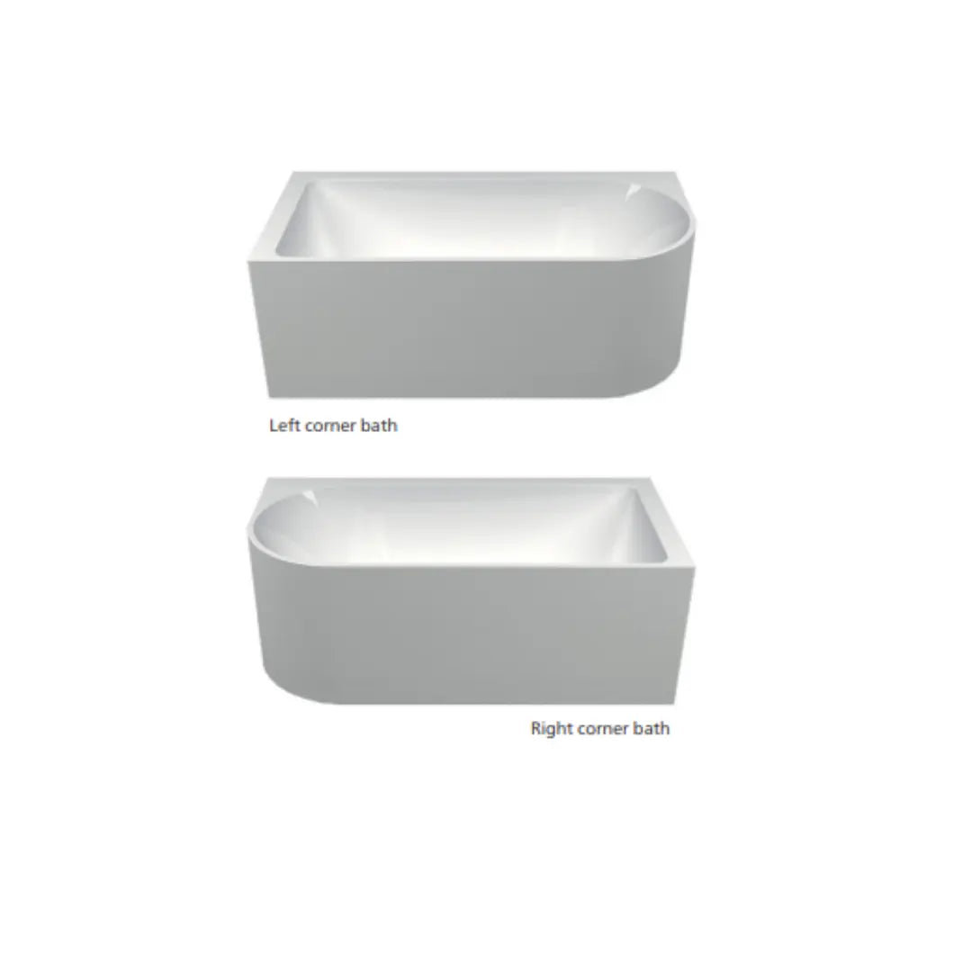 Plati 110 acrylic freestanding corner bath with Smartfill system and overflow - 1500 long Seima
