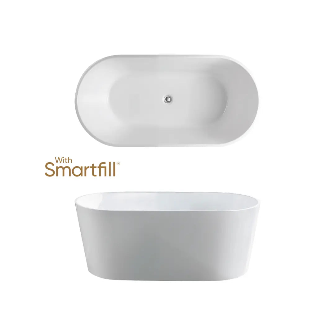 Limni 101 bath with Smartfill system with overflow - 1500 or 1700mm - acrylic Seima