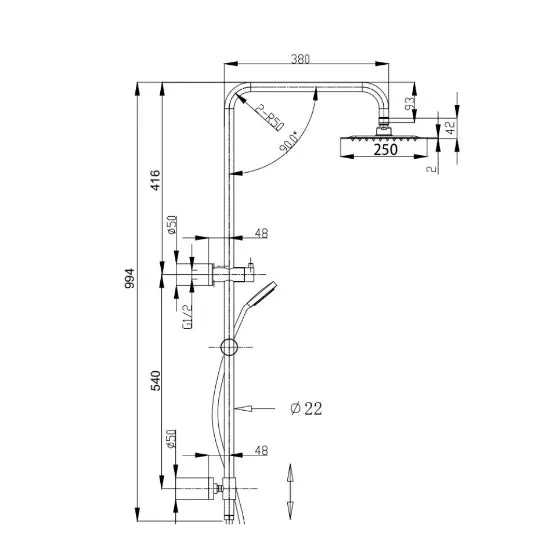 AquaLuxe Twin Shower with 250mm Shower Rose BUK