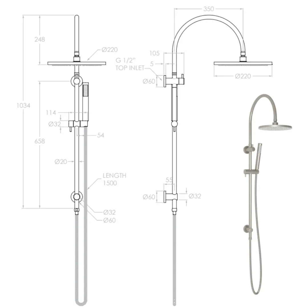 Soul Gooseneck Shower Set Twin Shower ADP