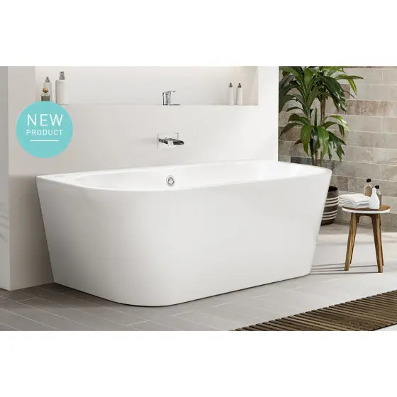 ALEGRA 1500/1700 CONTOUR BACK-TO-WALL ACRYLIC FREESTANDING SPA BATH with overflow Decina