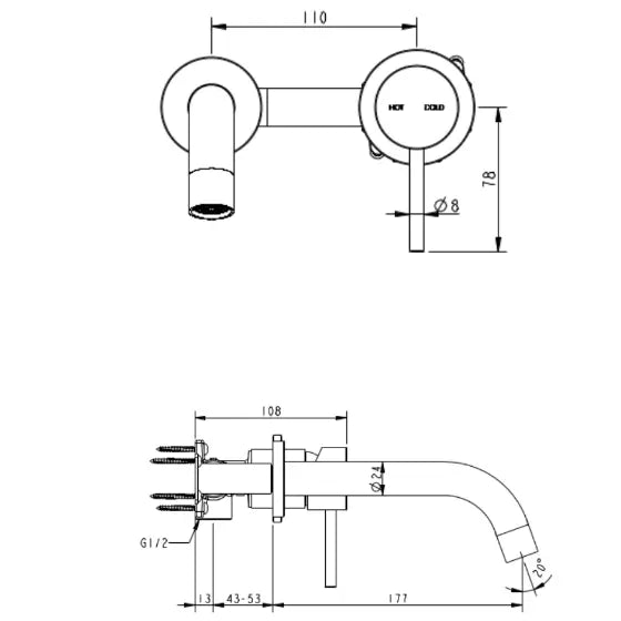 Cioso Wall Basin Mixer No Plate Pin Down Millennium