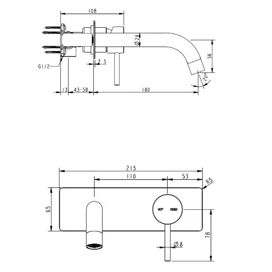 Cioso Wall Basin Mixer Pin Down Millennium