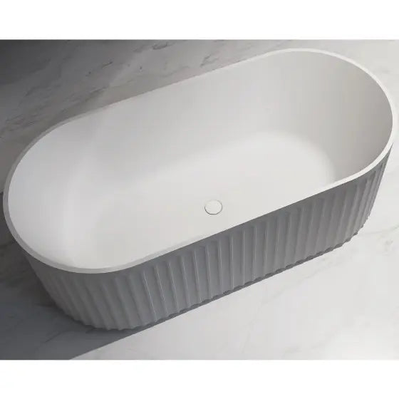 Cleo 100 Fluted Freestanding Bath - Matte White acrylic seima