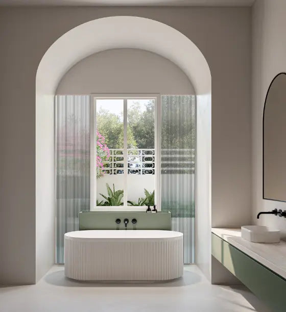 Cleo 100 Fluted Freestanding Bath - Matte White acrylic seima