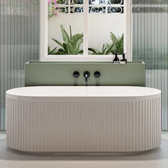 Cleo 100 Fluted Freestanding Bath - Matte White acrylic seima
