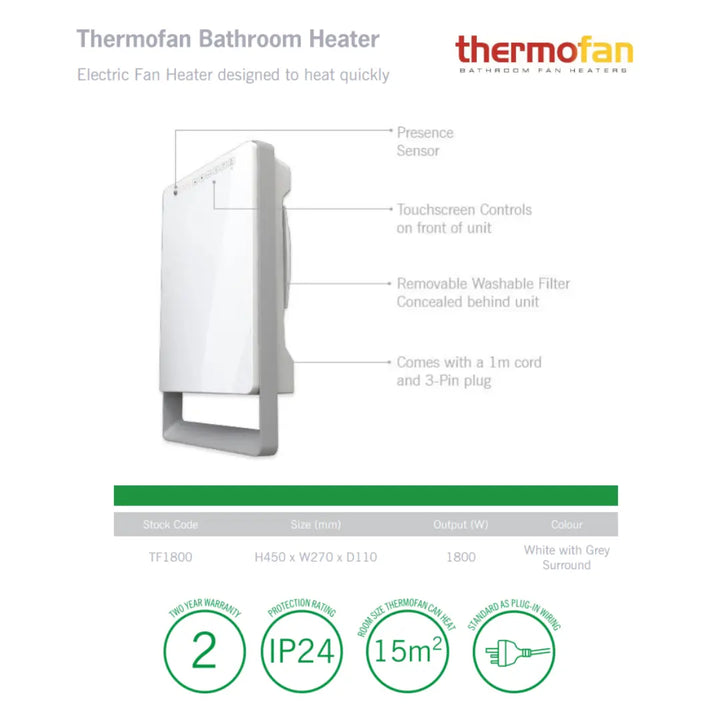 TF1800 1800Watt Fan Heater Thermogroup