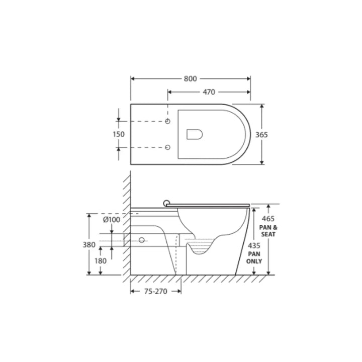 Isabella Care Wall-Faced Toilet Suite pan &amp; seat Fienza