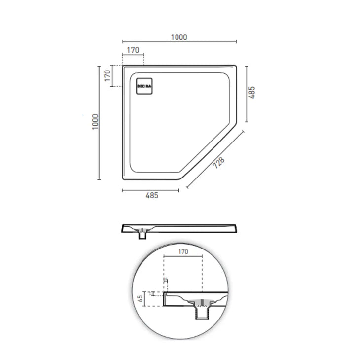 LUNA 1000 ANGLED SHOWER BASE Decina