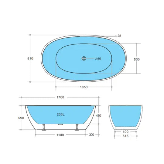 Stella Matte White acrylic freestanding bath 1500 or 1700mm Ceramic Exchange