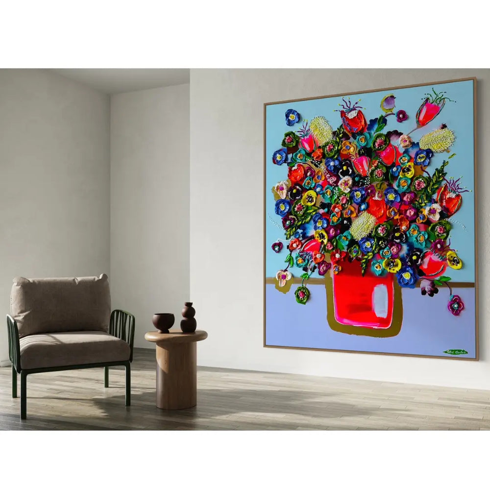 "Seven Sisters" 145 cm x 120 cm, Mixed media, Tasmanian Oak frame Collie Crawford