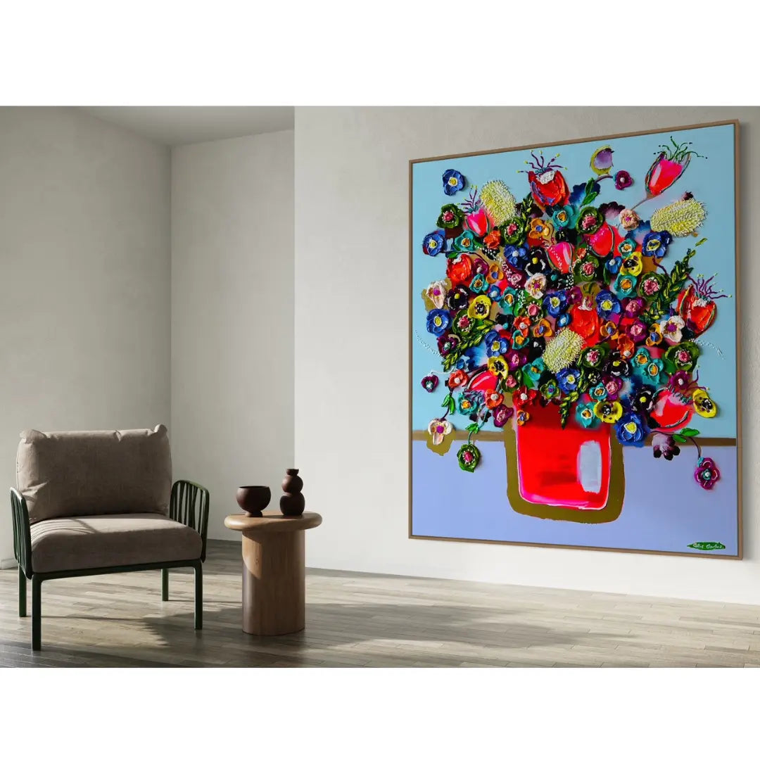 "Seven Sisters" 145 cm x 120 cm, Mixed media, Tasmanian Oak frame Collie Crawford
