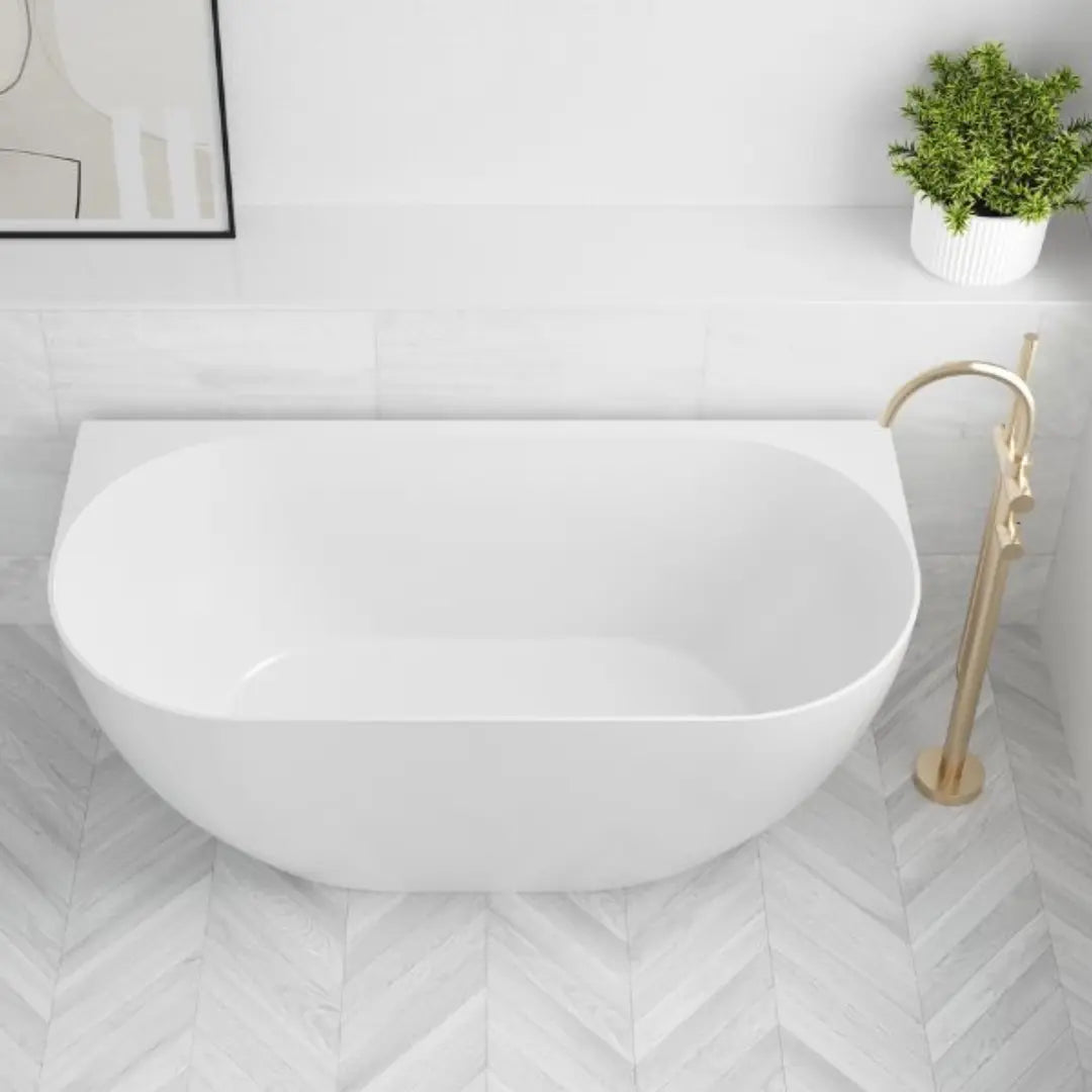 Polino 1500 Back To Wall Freestanding Bath Matte White Vellano