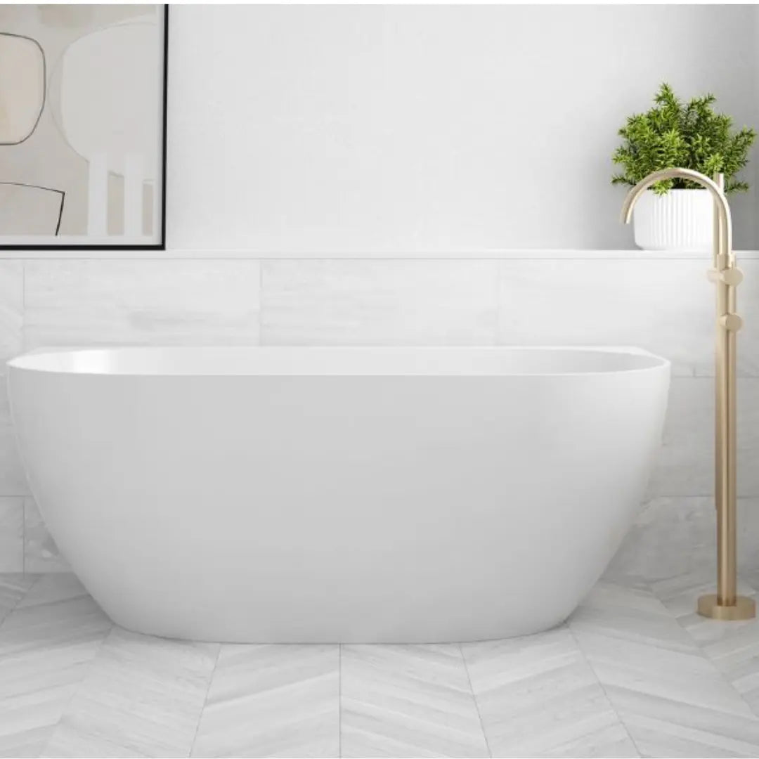 Polino 1500 Back To Wall Freestanding Bath Matte White Vellano