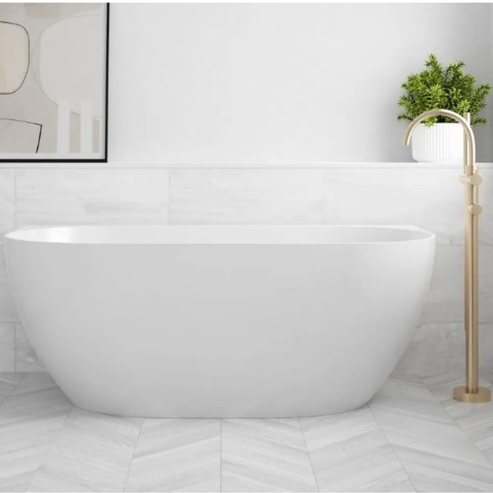 Polino 1500 Back To Wall Freestanding Bath Matte White Vellano