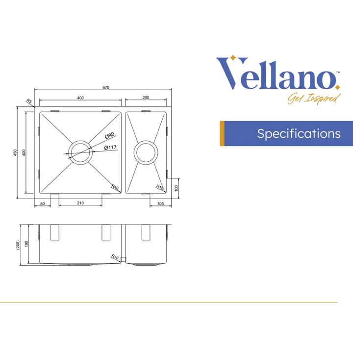 Lunio 670 One and Half Bowl Sink Vellano