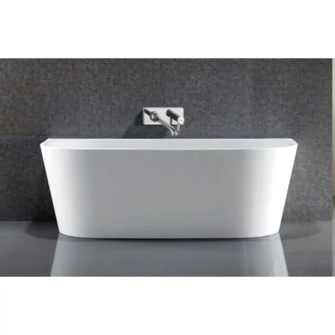 Cirna 1500 / 1700mm ACRYLIC BACK-TO-WALL FREESTANDING BATH with overflow - matte white Millennium