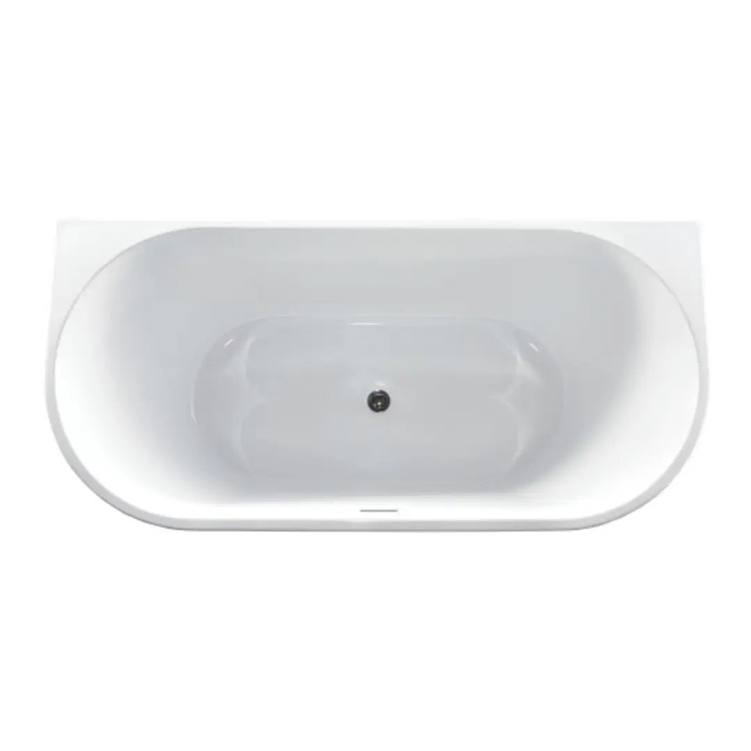 Cirna 1500 / 1700mm ACRYLIC BACK-TO-WALL FREESTANDING BATH with overflow - matte white Millennium