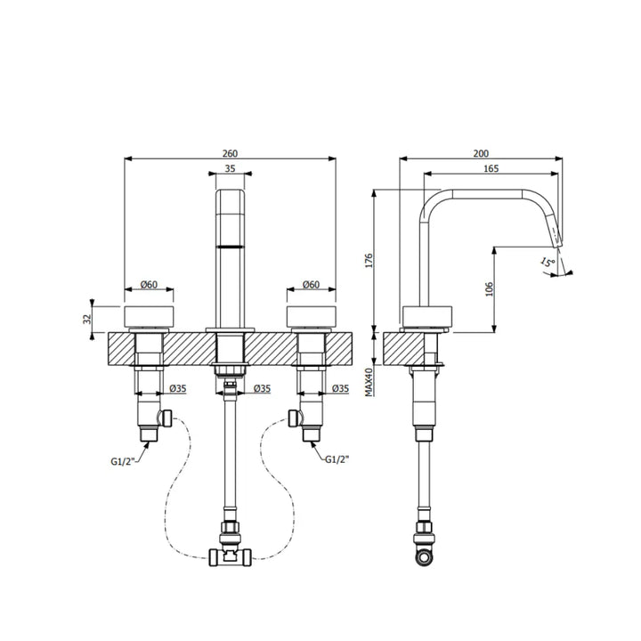 Piazza 3 Piece Basin Set  – Square Abey