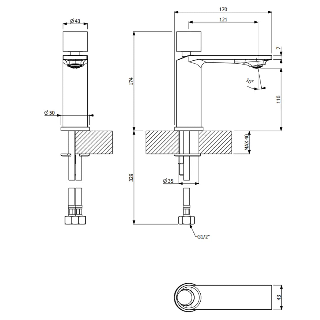 Piazza Basin Mixer Abey