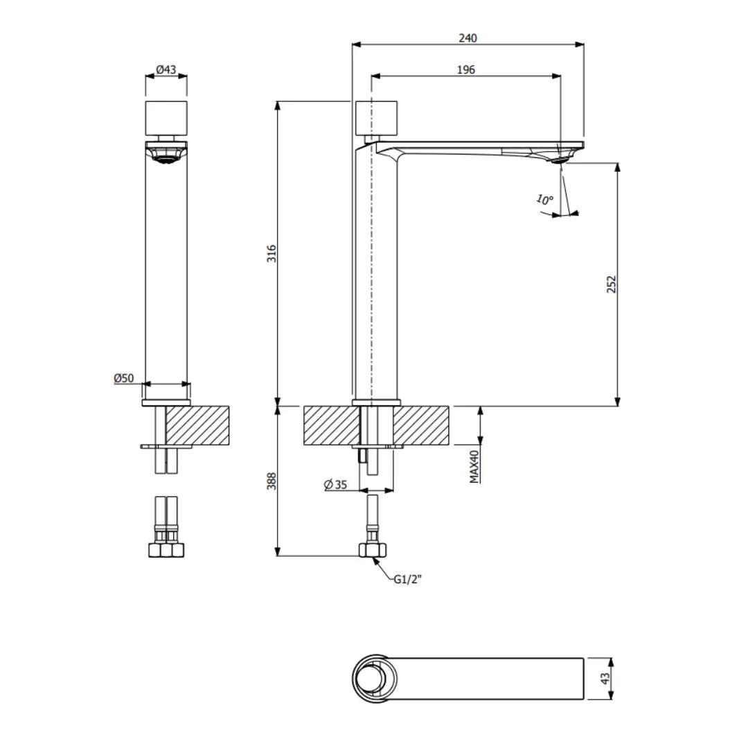 Piazza High Basin Mixer Abey