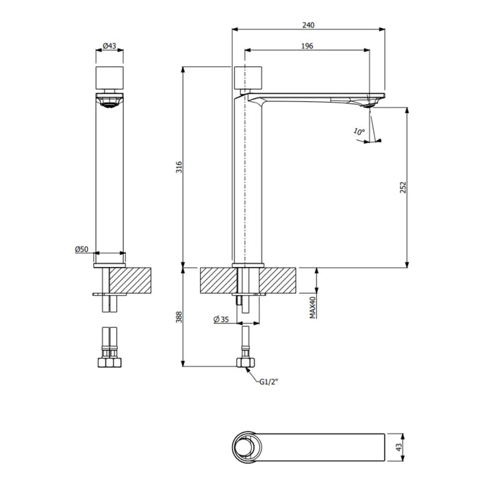 Piazza High Basin Mixer Abey