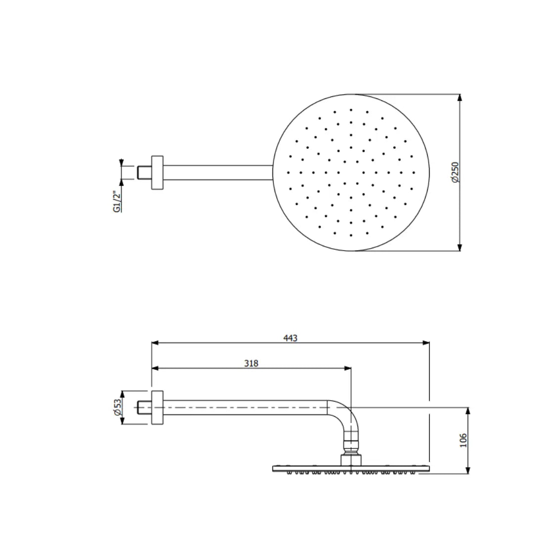 Piazza Horizontal Shower Abey