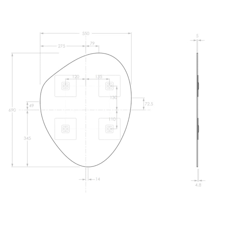 Pebble Mirror 550x690mm ADP