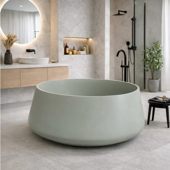 Arlo Round Freestanding Cast Stone Bath 1550mm - various finishes PIETRA BIANCA