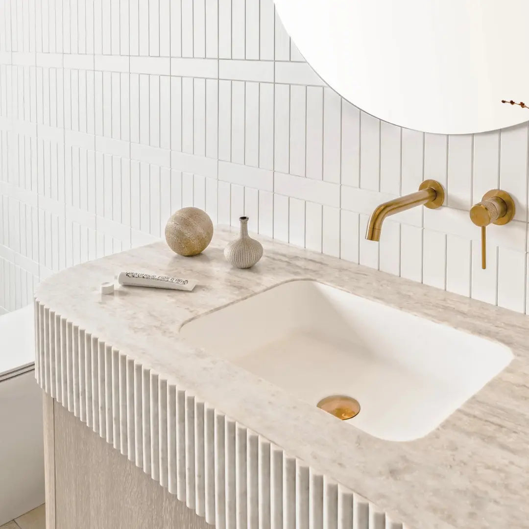 Thea Curved Vanity with fluted Imperial moulded top ADP