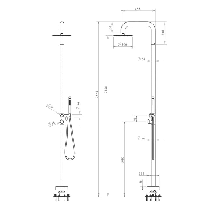 Mica Soft Square Freestanding Outdoor Shower Bella Vista