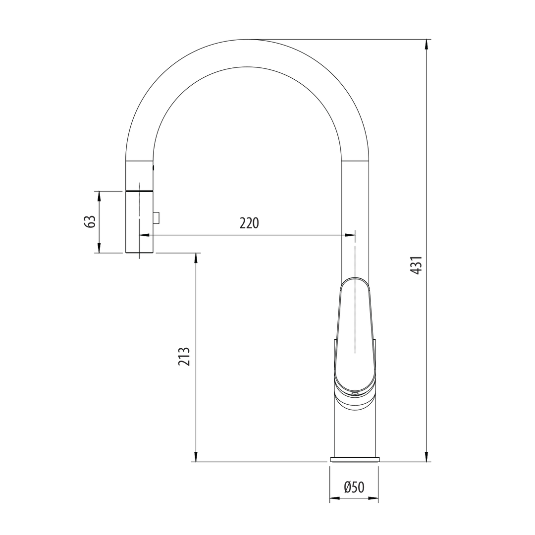 Verona Pull Out Goose Neck Spray Sink Mixer Oliveri