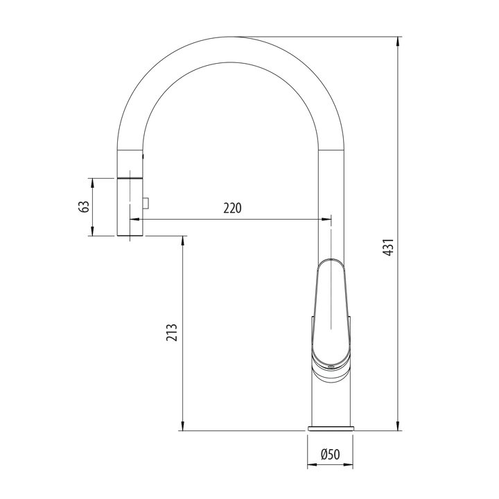 Verona Pull Out Goose Neck Spray Sink Mixer Oliveri