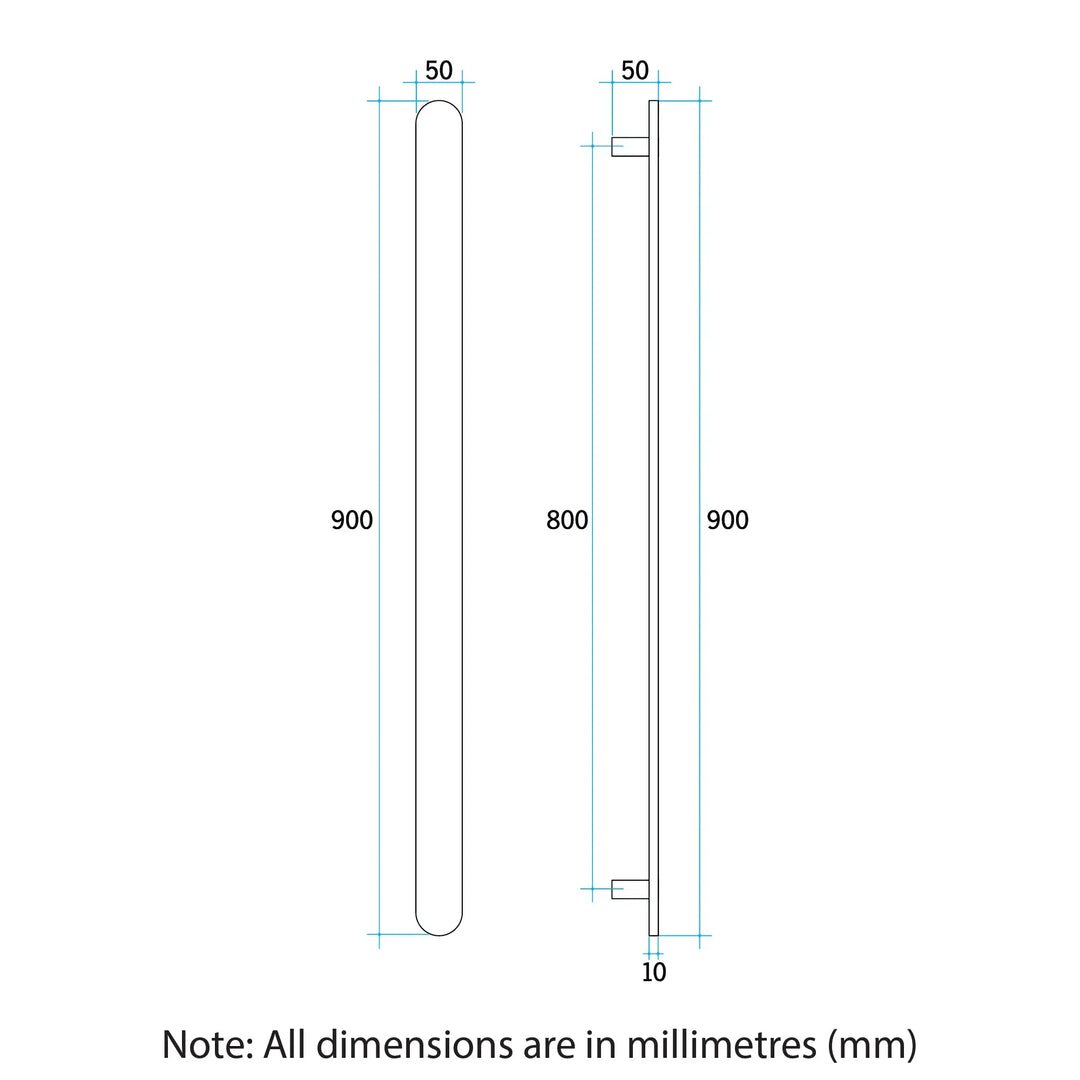 Flat Pill 12V Vertical Single Heated Towel Rail Thermogroup