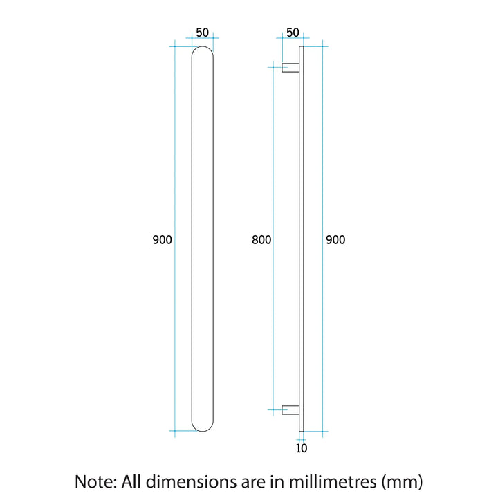 Flat Pill 12V Vertical Single Heated Towel Rail Thermogroup