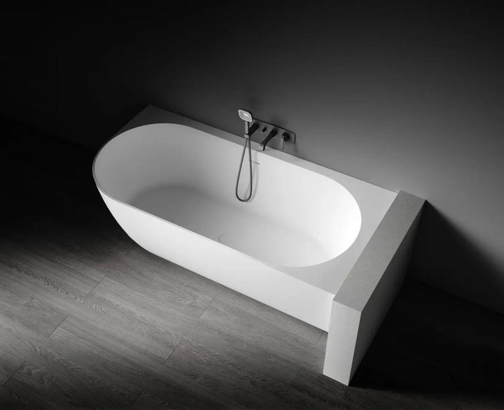 Eleni 1700mm Corner Back to Wall Stone Bath with overflow - left or right hand Kaskade Stone