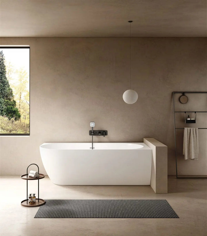 Eleni 1700mm Corner Back to Wall Stone Bath with overflow - left or right hand Kaskade Stone